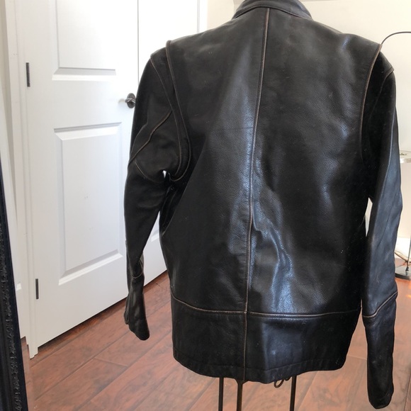 SzM mens dark brown distressed leather coat - Picture 3 of 12